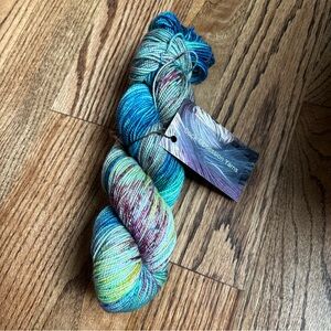 Hand-Dyed Yarn Turquoise Teal Yellow Red Speckle Sock Obsession Fingering Wool